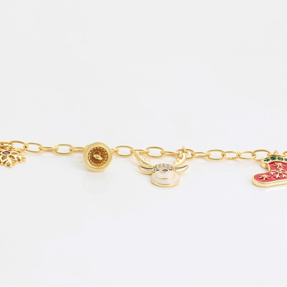 Christmas Bracelet and Earrings Set 14k Gold Christmas Deer Socks - Picture 9 of 9